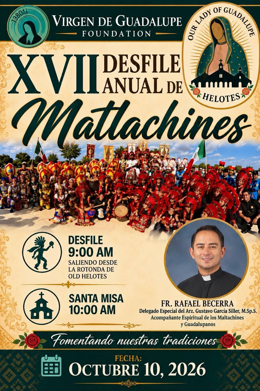 Volante oficial del XVII Desfile Anual de Matachines — 10 de octubre de 2026, Helotes TX